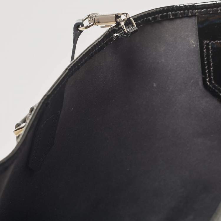 Pre Owned Burberry Black/Beige Supernova Check Coated Canvas and Patent Leather Large Nickie Tote