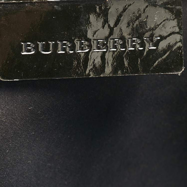 Pre Owned Burberry Black/Beige Supernova Check Coated Canvas and Patent Leather Large Nickie Tote