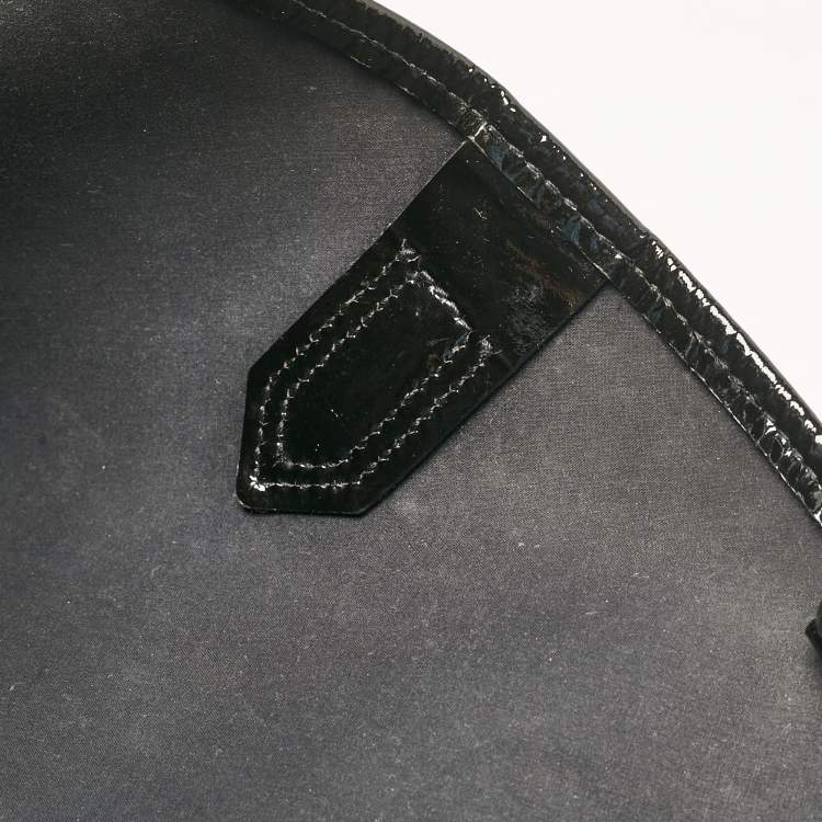 Pre Owned Burberry Black/Beige Supernova Check Coated Canvas and Patent Leather Large Nickie Tote