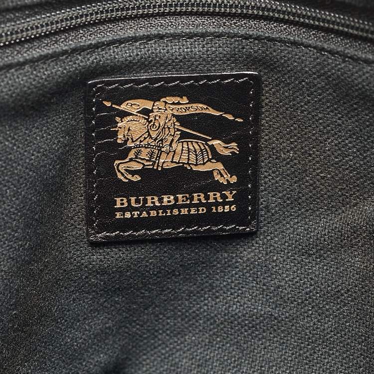 Pre Owned Burberry Beige/Brown Haymarket Coated Canvas and Leather Dome Satchel