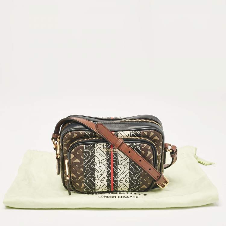 Pre Owned Burberry Multicolor TB-Print Coated Canvas and Leather Camera Crossbody Bag