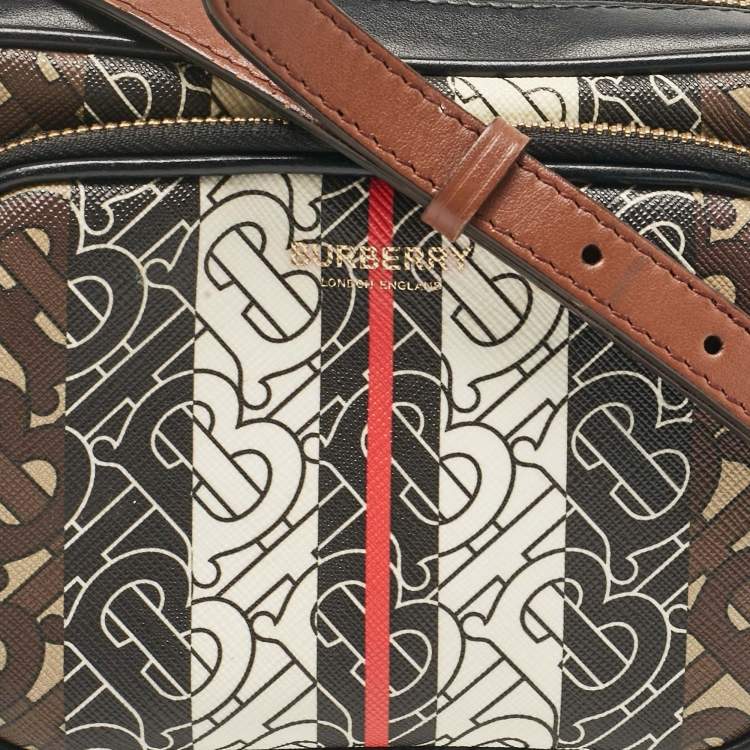 Pre Owned Burberry Multicolor TB-Print Coated Canvas and Leather Camera Crossbody Bag