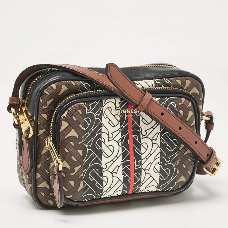 Pre Owned Burberry Multicolor TB-Print Coated Canvas and Leather Camera Crossbody Bag
