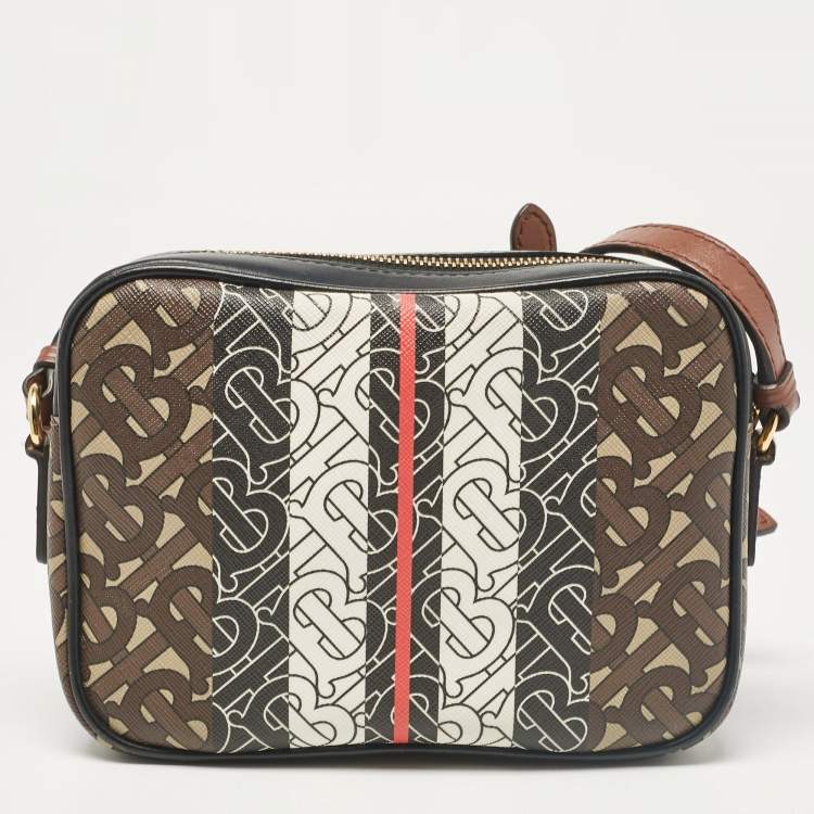 Pre Owned Burberry Multicolor TB-Print Coated Canvas and Leather Camera Crossbody Bag