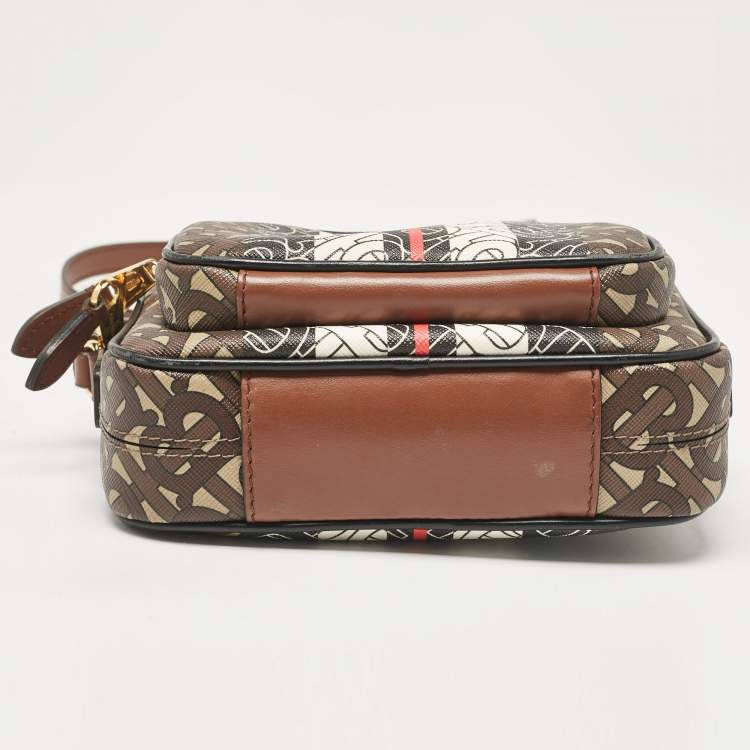 Pre Owned Burberry Multicolor TB-Print Coated Canvas and Leather Camera Crossbody Bag