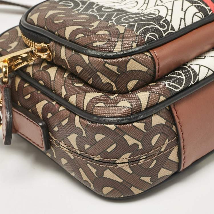 Pre Owned Burberry Multicolor TB-Print Coated Canvas and Leather Camera Crossbody Bag