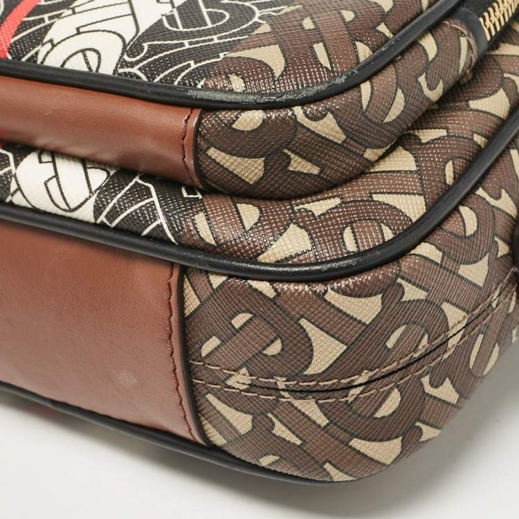 Pre Owned Burberry Multicolor TB-Print Coated Canvas and Leather Camera Crossbody Bag