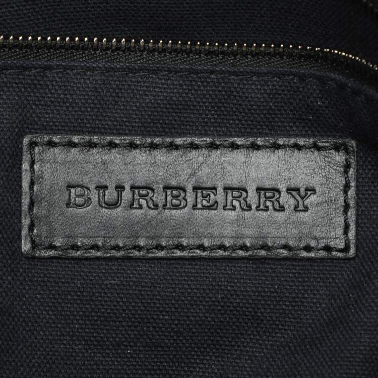 Pre Owned Burberry Black Smoked Check PVC and Leather Chain Lock Bowling Bag
