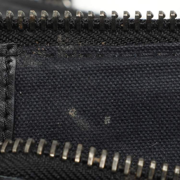 Pre Owned Burberry Black Smoked Check PVC and Leather Chain Lock Bowling Bag