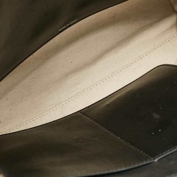 Pre Owned Burberry Black/Natural Canvas and Leather Medium Marais Belt Tote