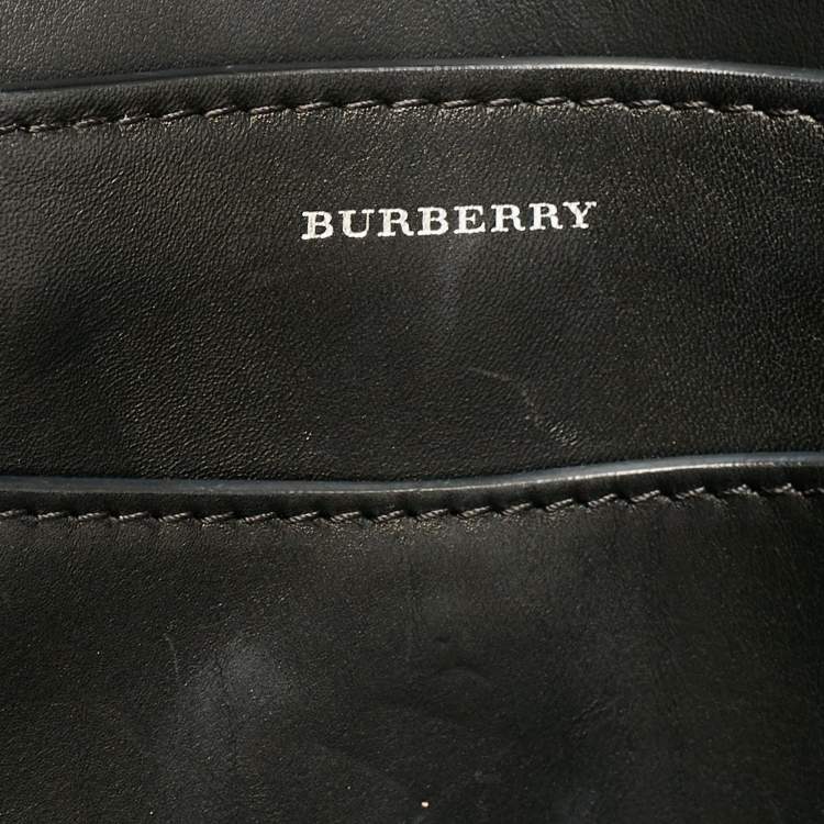 Pre Owned Burberry Black/Natural Canvas and Leather Medium Marais Belt Tote