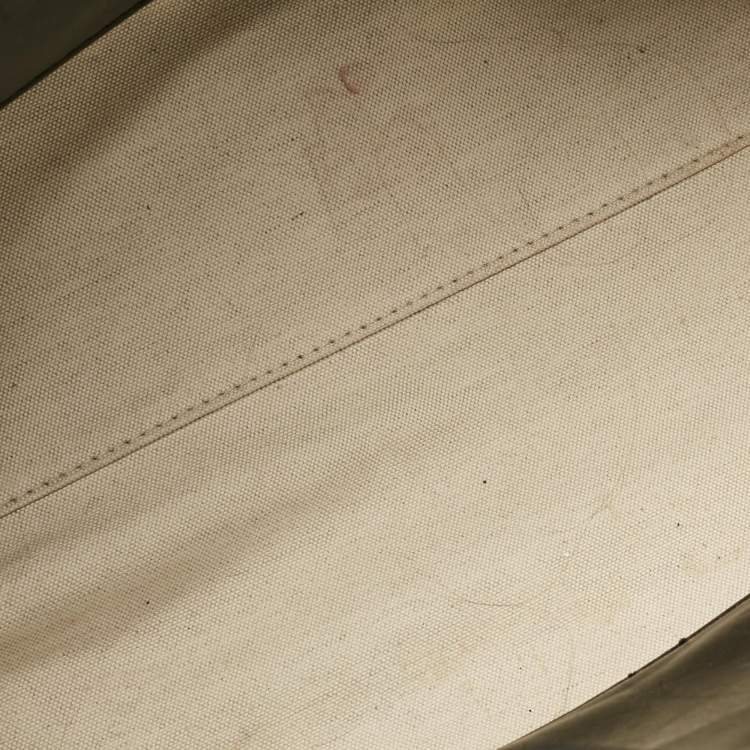 Pre Owned Burberry Black/Natural Canvas and Leather Medium Marais Belt Tote