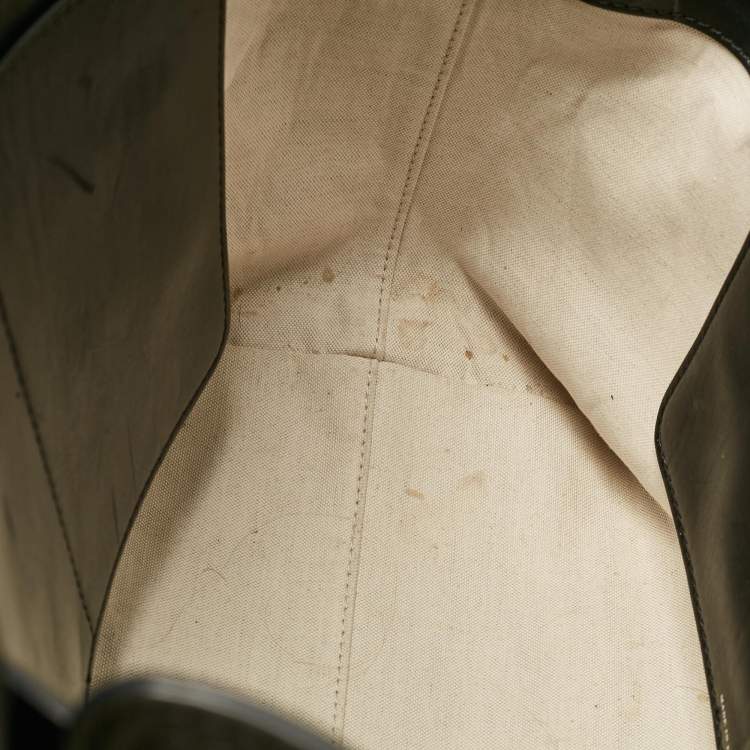 Pre Owned Burberry Black/Natural Canvas and Leather Medium Marais Belt Tote