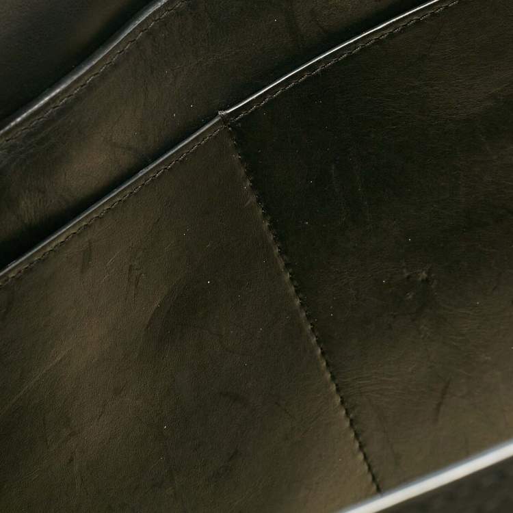 Pre Owned Burberry Black/Natural Canvas and Leather Medium Marais Belt Tote