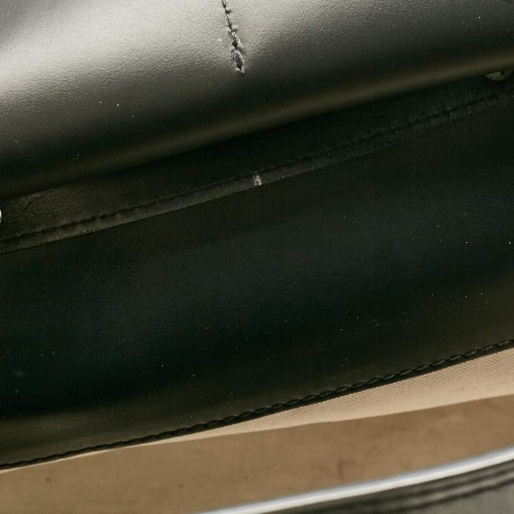 Pre Owned Burberry Black/Natural Canvas and Leather Medium Marais Belt Tote