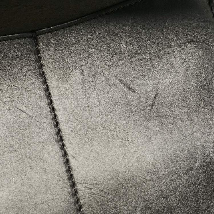 Pre Owned Burberry Black/Natural Canvas and Leather Medium Marais Belt Tote