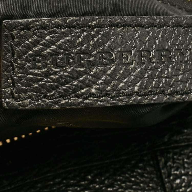 Pre Owned Burberry Black Grain Leather Boston Bag