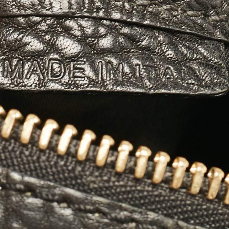 Pre Owned Burberry Black Grain Leather Boston Bag