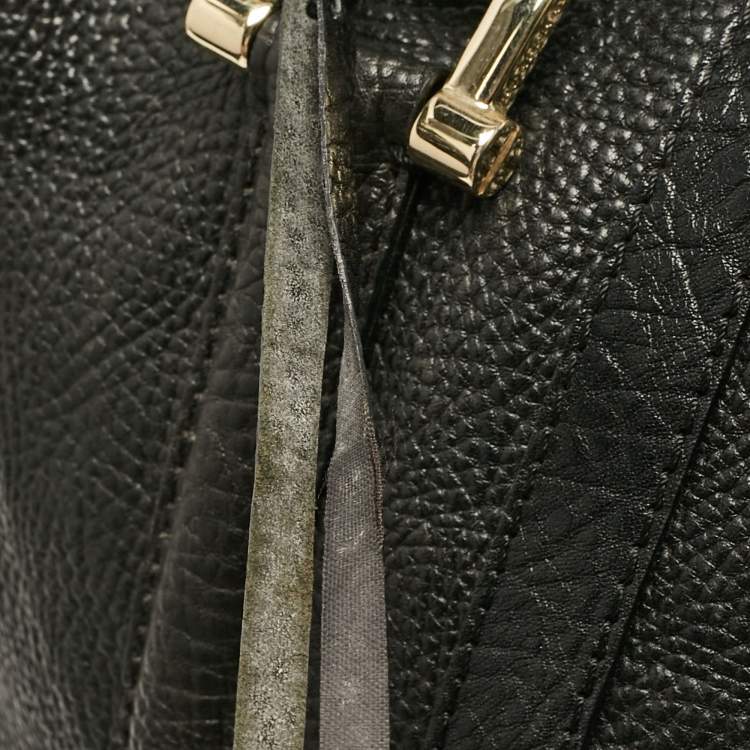Pre Owned Burberry Black Grain Leather Boston Bag