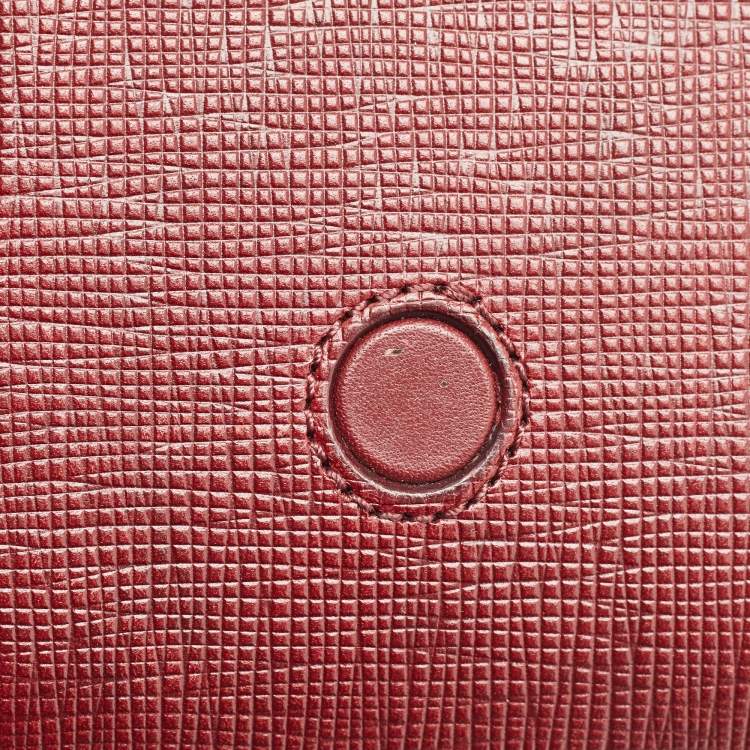 Pre Owned Burberry Burgundy/Brown Leather Buckle Vertical Crossbody Bag