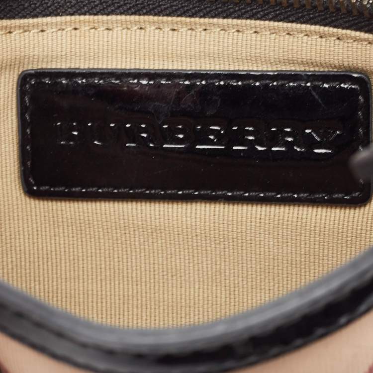 Pre Owned Burberry Black/Beige Supernova Check Vinyl and Patent Leather Large Nickie Tote