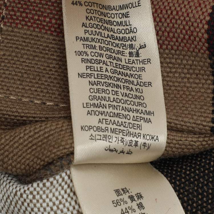 Pre Owned Burberry Beige/Black House Check Canvas and Leather Ashby Bucket Bag