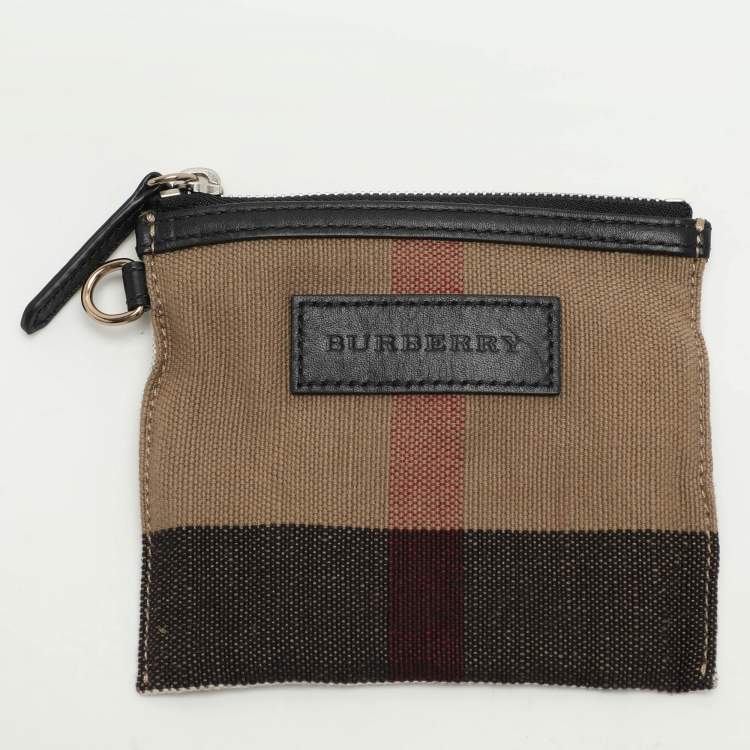 Pre Owned Burberry Beige/Black House Check Canvas and Leather Ashby Bucket Bag