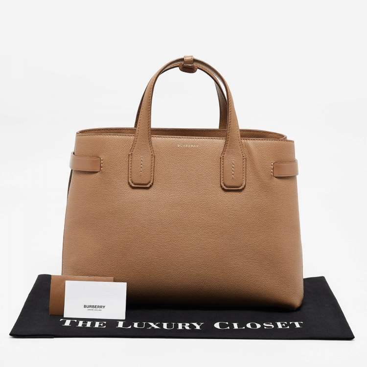 Pre Owned Burberry Beige House Check Canvas and Leather Medium Banner Tote