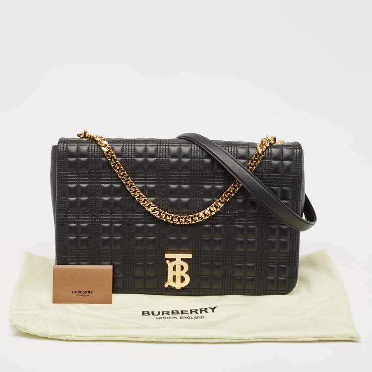 Pre Owned Burberry Black Quilted Leather Lola Flap Shoulder Bag