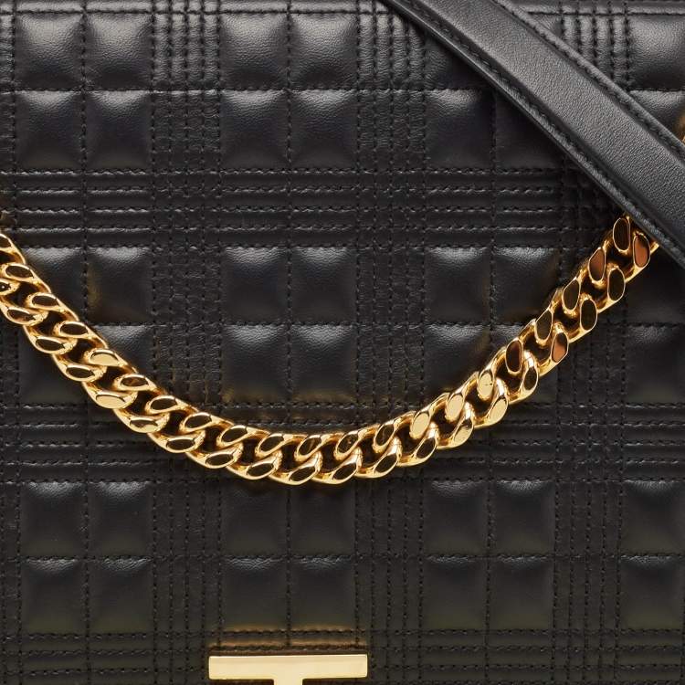 Pre Owned Burberry Black Quilted Leather Lola Flap Shoulder Bag