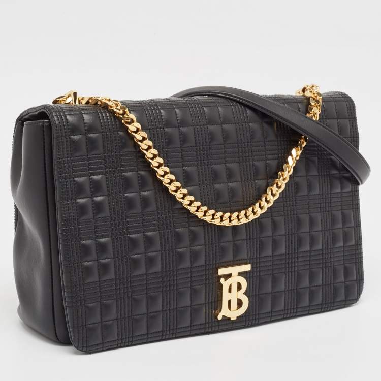 Pre Owned Burberry Black Quilted Leather Lola Flap Shoulder Bag