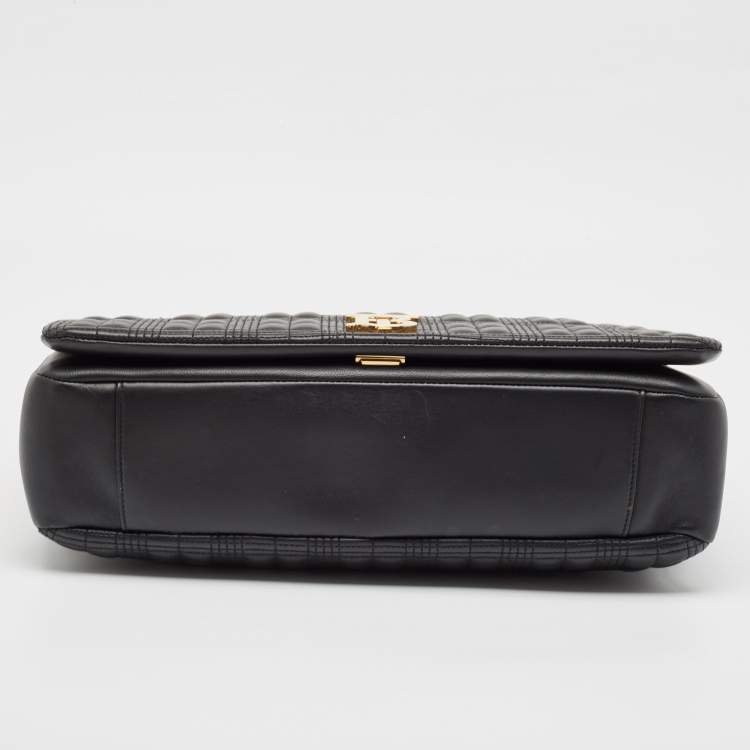 Pre Owned Burberry Black Quilted Leather Lola Flap Shoulder Bag