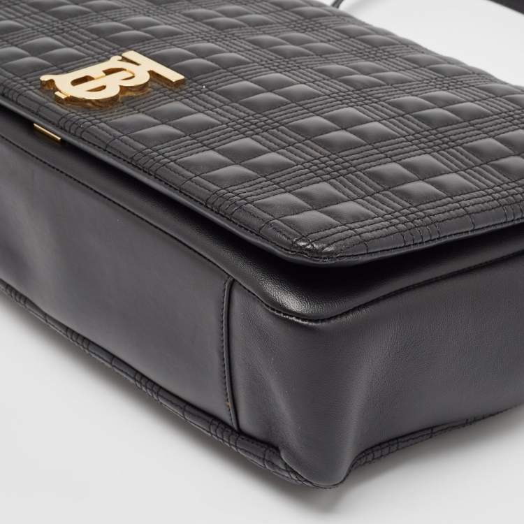 Pre Owned Burberry Black Quilted Leather Lola Flap Shoulder Bag