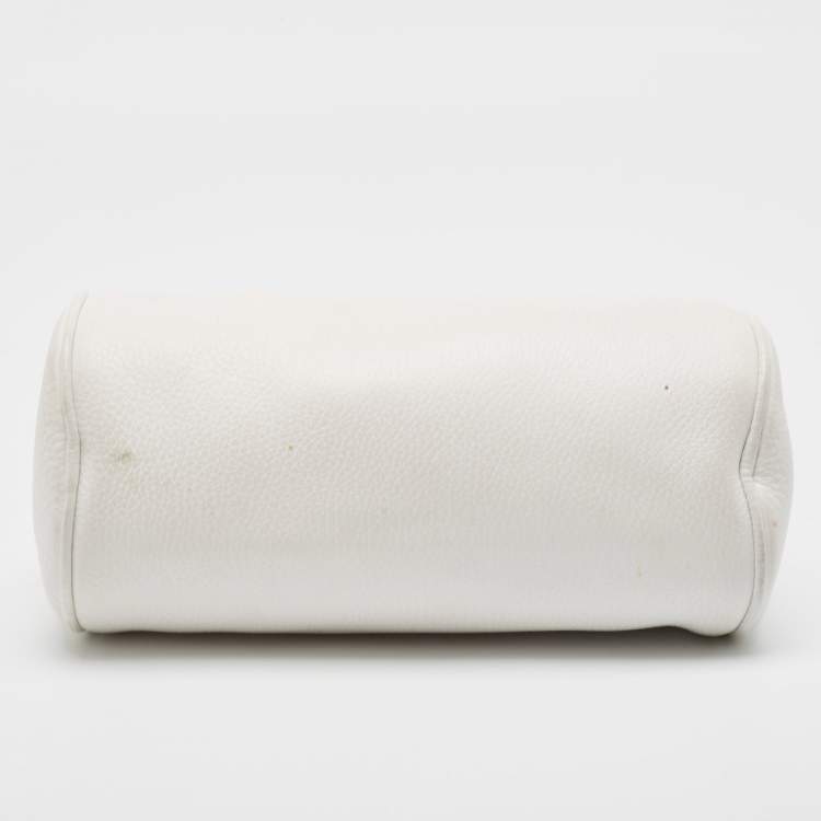 Pre Owned Burberry White Leather Cylinder Shoulder Bag