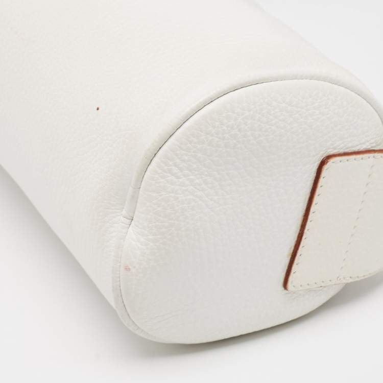 Pre Owned Burberry White Leather Cylinder Shoulder Bag