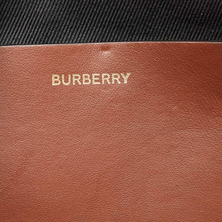 Pre Owned Burberry Dark Birch Brown Check Coated Canvas and Leather Medium Freya Tote