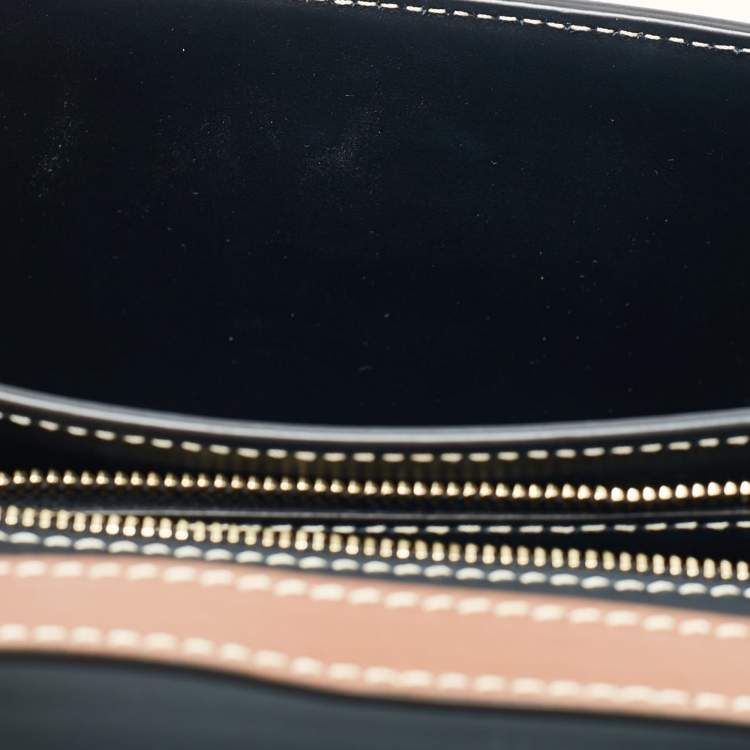 Pre Owned Burberry Tricolor Canvas and Leather Small TB Shoulder Bag