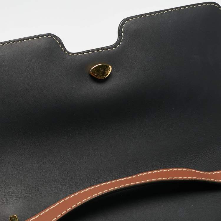 Pre Owned Burberry Tricolor Canvas and Leather Small TB Shoulder Bag