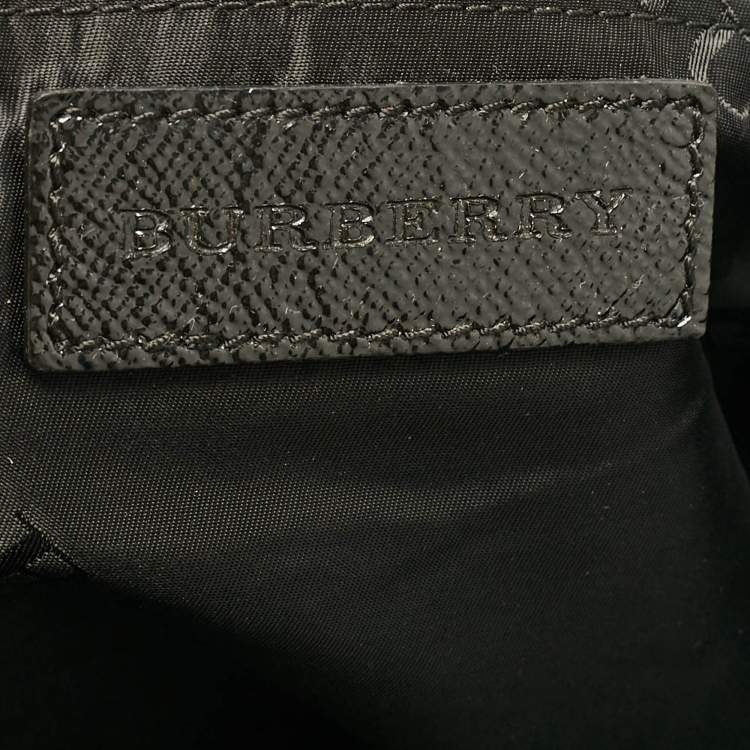 Pre Owned Burberry Black Patent and Leather Dinton Tote