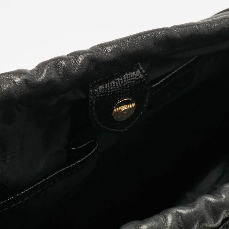 Pre Owned Burberry Black Patent and Leather Dinton Tote