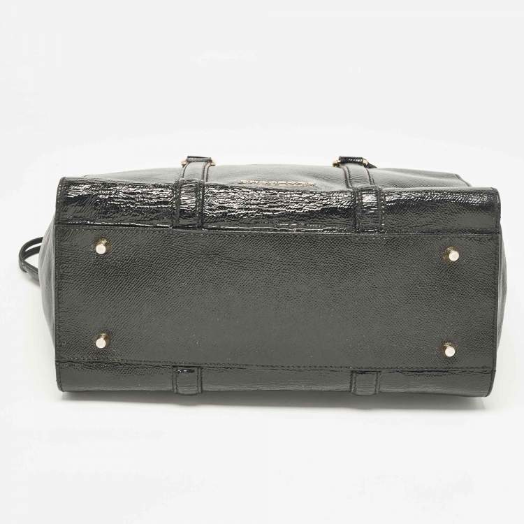 Pre Owned Burberry Black Patent and Leather Dinton Tote