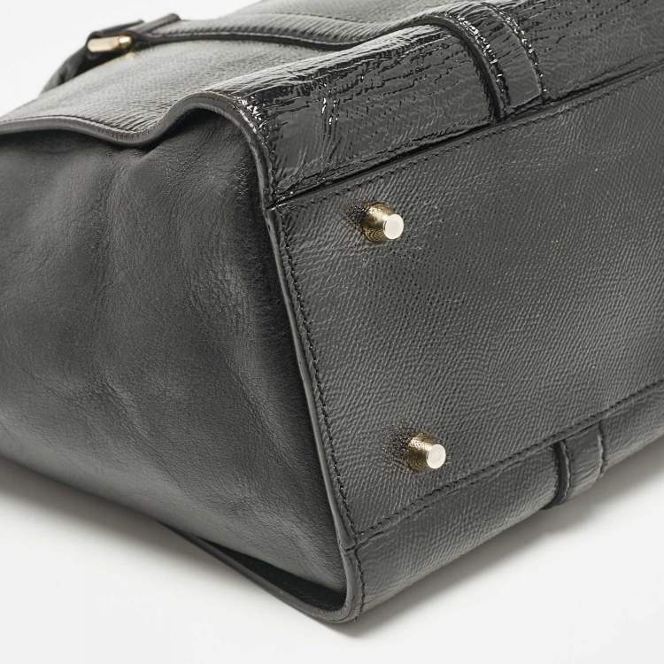 Pre Owned Burberry Black Patent and Leather Dinton Tote