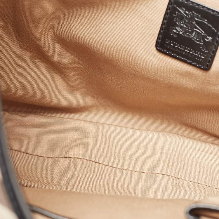 Pre Owned Burberry Metallic/Beige Nova Check Coated Canvas and Leather Barton Hobo