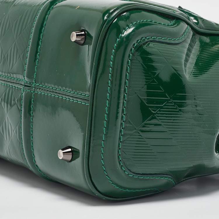 Pre Owned Burberry Green Check Embossed Patent Leather Anford Satchel