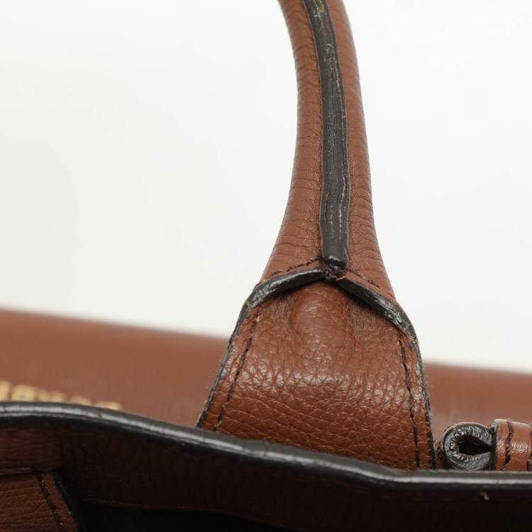 Pre Owned Burberry Brown/Beige House Check Fabric and Leather Small Banner Tote