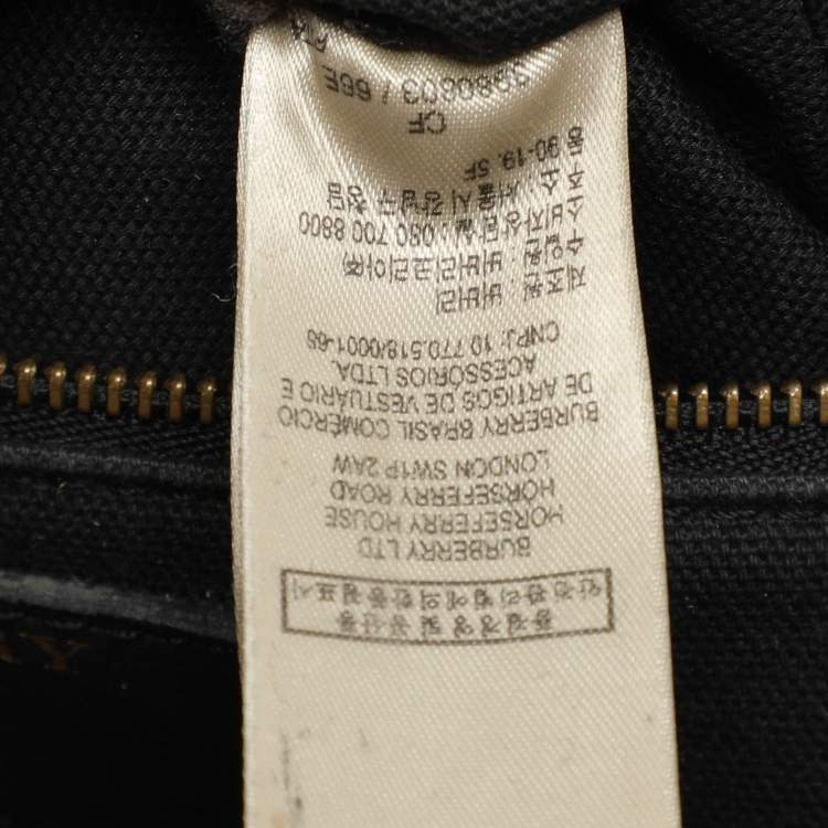 Pre Owned Burberry Brown/Beige House Check Fabric and Leather Small Banner Tote