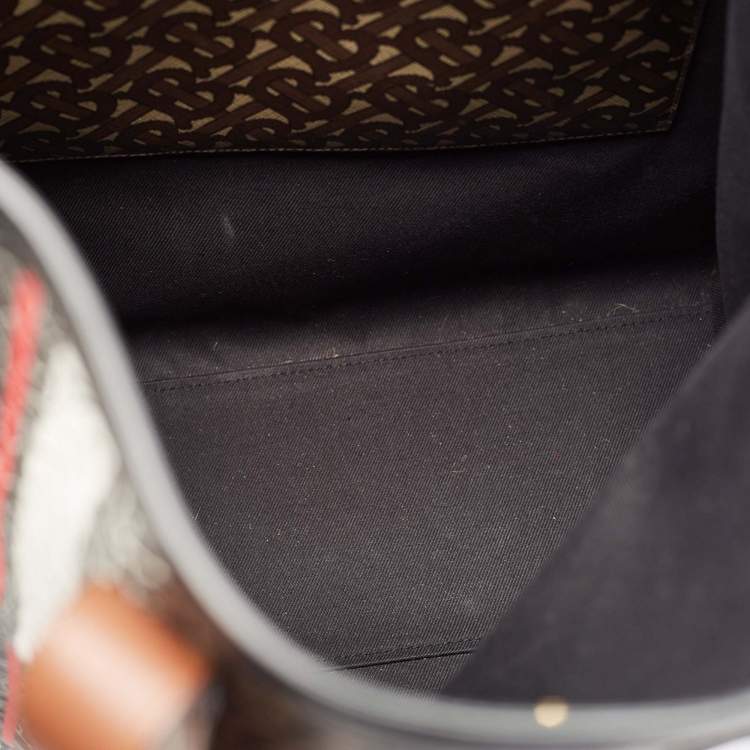 Pre Owned Burberry Bridle Brown Coated Canvas Medium TB Book Tote
