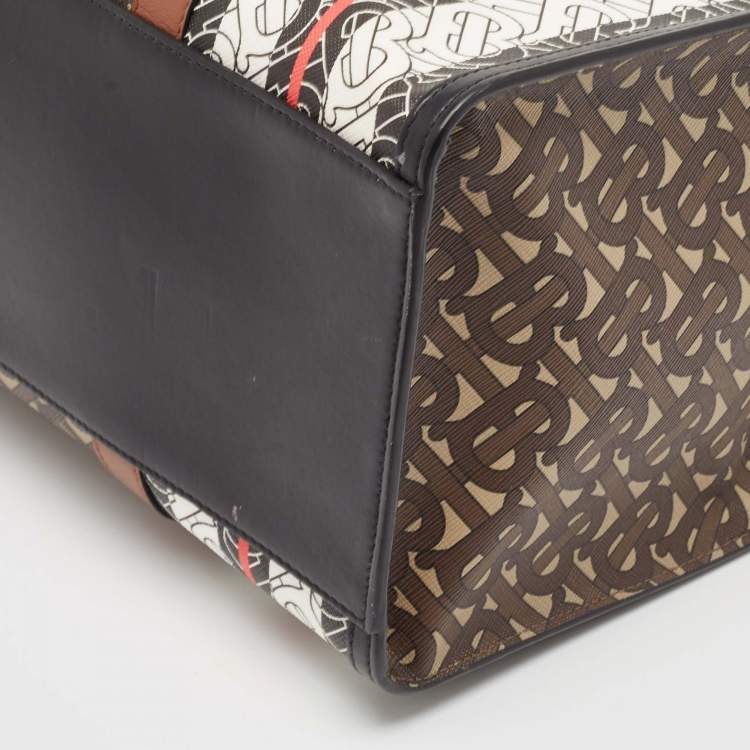 Pre Owned Burberry Bridle Brown Coated Canvas Medium TB Book Tote