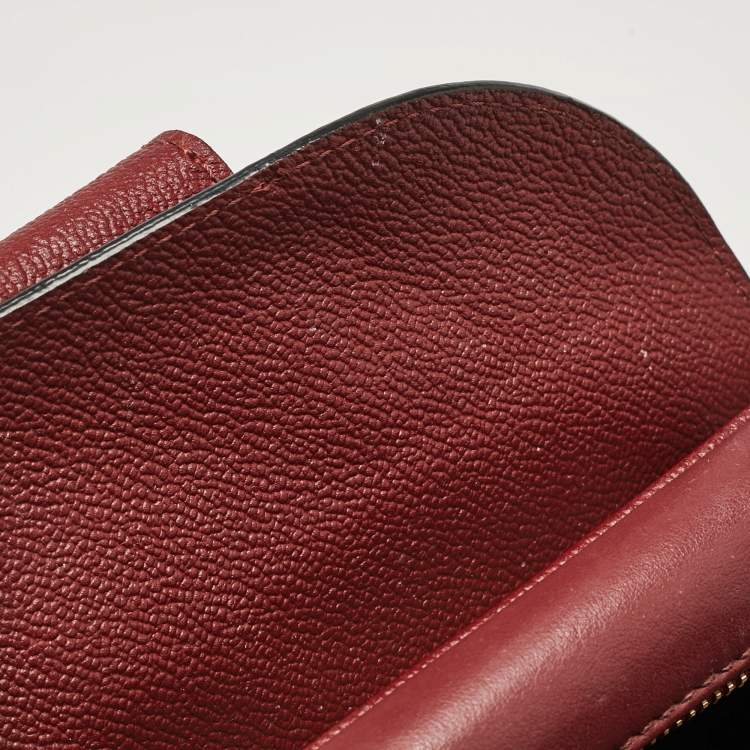 Pre Owned Burberry Burgundy Leather  Small Medley Buckle Crossbody Bag