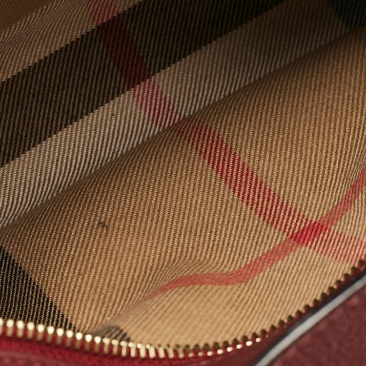 Pre Owned Burberry Burgundy Leather  Small Medley Buckle Crossbody Bag